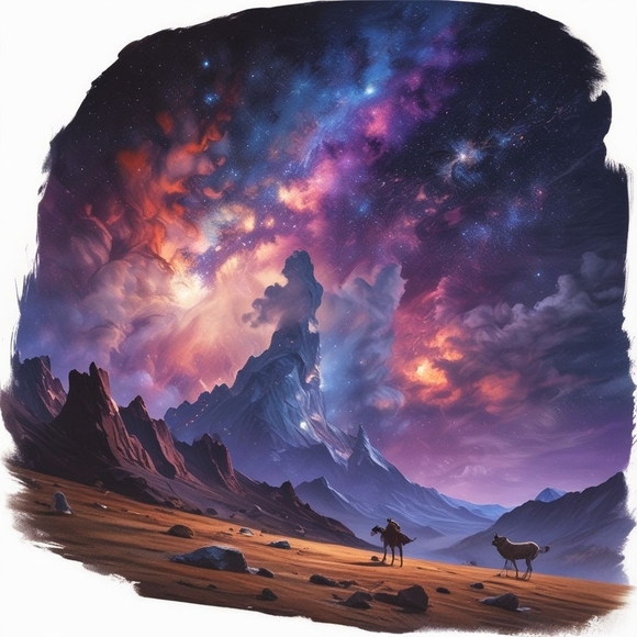 Stunning Galaxy Landscape Art Print - Picture 1 of 1